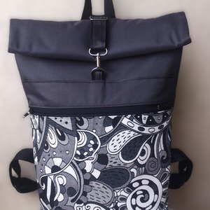 Akciós! Picasso mintás hátizsák-  rolltop - laptop táska- Nagy méret- valódi bőrrel- ajándék - unisex - táska & tok - hátizsák - roll top hátizsák - Meska.hu