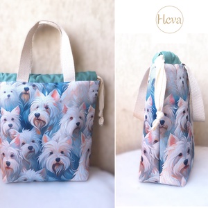 Westie - mintás Vízálló ételhordó/ ebédes táska - ajándék- projekt bag -  - táska & tok - uzsonna- & ebéd tartó - ebéd tasak, doboz - Meska.hu