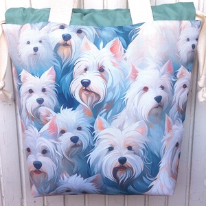Westie - mintás Vízálló ételhordó/ ebédes táska - ajándék- projekt bag - , Táska & Tok, Uzsonna- & Ebéd tartó, Ebéd tasak, doboz, Varrás, Bőrművesség, MESKA