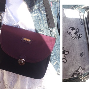 Padlizsán - fekete - crossbody válltáska/testtáska - ajándék- variálható táska - Heva táska  - táska & tok - variálható táska - Meska.hu