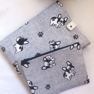 Bulldog- könyv védő/ tablet tok - neszivel szettben - karácsony - ajándék , Könyv & Zene, Könyvtok, Varrás, MESKA