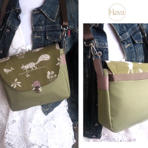 Cross body - olívazöld / oldaltáska, testtáska  - ajándék - Heva táska - karácsony - táska & tok - kézitáska & válltáska - vállon átvethető táska - Meska.hu