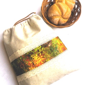 Akciós! Kenyeres zsák - péksüteményes zsák - napraforgós - zero waste- Ajándék - otthon & életmód - konyhafelszerelés, tálalás - konyhai tárolás - kenyértartó - Meska.hu