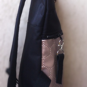 Capuccino - gyöngyház -fekete vízálló hátizsák- rolltop - valódi bőrrel  - ajándék - karácsony - táska & tok - hátizsák - roll top hátizsák - Meska.hu