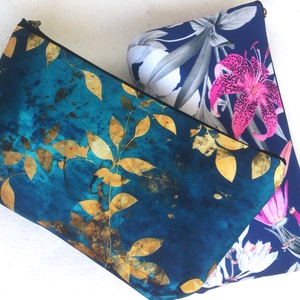 Türkizkék- arany/ púderes virágos neszeszer /  -  ajándék - nagyobb méret, Táska & Tok, Neszesszer, Varrás, Bőrművesség, MESKA