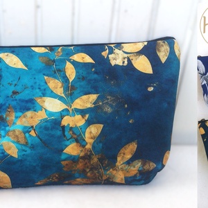 Türkizkék- arany/ púderes virágos neszeszer /  -  ajándék - nagyobb méret - táska & tok - neszesszer - Meska.hu