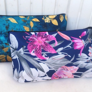 Türkizkék- arany/ púderes virágos neszeszer /  -  ajándék - nagyobb méret - táska & tok - neszesszer - Meska.hu