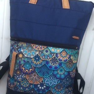 Türkizkék- gyémánt hátizsák/kézitáska- vízálló - valódi bőrrel - pakolós hátizsák - ajándék - kismamáknak - Meska.hu