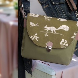 Cross body - olívazöld / oldaltáska, testtáska - bőr kiegészitőkkel - ajándék - Heva táska - karácsony - Meska.hu