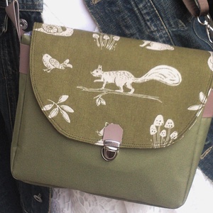 Cross body - olívazöld / oldaltáska, testtáska - bőr kiegészitőkkel - ajándék - Heva táska - karácsony - táska & tok - kézitáska & válltáska - vállon átvethető táska - Meska.hu