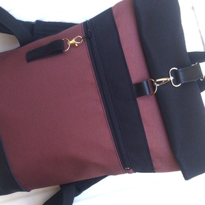 Fekete -barna- vízálló hátitáska- valódi bőrrel - nagyobb méret - unisex- ajándék - táska & tok - hátizsák - roll top hátizsák - Meska.hu