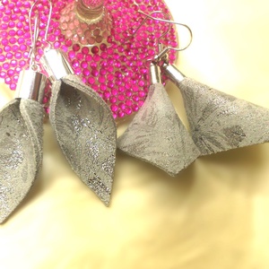 Gyöngyház ezüst - könnycsepp bőr fülbevaló  - szett - ajándék - Anyák napja- születésnap - Meska.hu