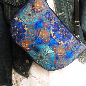 Türkizkék mandalás Cross body - oldaltáska, testtáska  - vízálló - ajándék - Heva táska - Anyák napja - Meska.hu