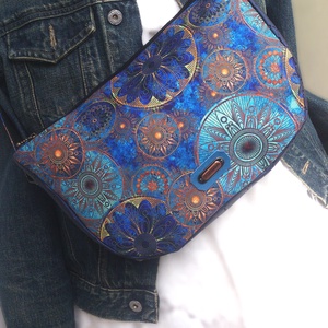 Türkizkék mandalás Cross body - oldaltáska, testtáska  - vízálló - ajándék - Heva táska - Anyák napja - táska & tok - kézitáska & válltáska - vállon átvethető táska - Meska.hu