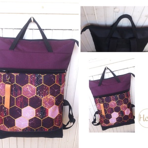 Padlizsán- bordóval hátizsák/kézitáska- vízálló - valódi bőrrel - pakolós hátizsák - ajándék - kismamáknak - anyák napja - táska & tok - hátizsák - hátizsák - Meska.hu