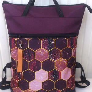 Padlizsán- bordóval hátizsák/kézitáska- vízálló - valódi bőrrel - pakolós hátizsák - ajándék - kismamáknak - anyák napja - táska & tok - hátizsák - hátizsák - Meska.hu