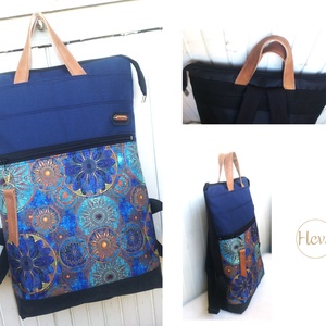 Türkizkék-mandalás hátizsák/kézitáska/ nagy pakolós táska - ajándék - Anyák napja- karácsony - táska & tok - hátizsák - hátizsák - Meska.hu