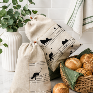 Kenyeres zsák - cicás - péksüteményes zsák/szett - zero waste-   - Meska.hu