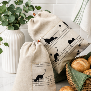 Kenyeres zsák - cicás - péksüteményes zsák/szett - zero waste-   - táska & tok - bevásárlás & shopper táska - kenyeres zsák - Meska.hu