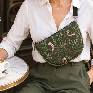 Zöld - baglyos Cross body - oldaltáska, testtáska  - vízálló - ajándék - Heva táska - Anyák napja - Meska.hu
