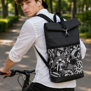 Picasso mintás hátizsák-  rolltop - laptop táska- Nagy méret- valódi bőrrel- ajándék - unisex - Meska.hu