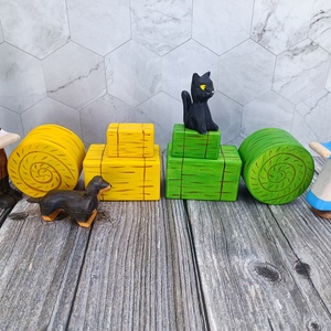 Fából készült kis szalmabála figura  - játék & sport - plüssállat & játékfigura - más figura - Meska.hu