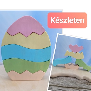 Pasztell húsvéti tojás fa kirakó � kézzel készült fejlesztő játék gyerekeknek, Játék & Sport, Készségfejlesztő és Logikai játék, Toronyépítő- és egyensúlyozó játékok, Famegmunkálás, Festett tárgyak, MESKA
