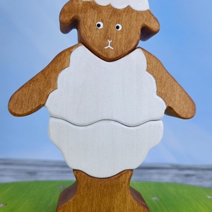 Bárányos húsvéti  fa kirakó � kézzel készült fejlesztő játék gyerekeknek - játék & sport - készségfejlesztő és logikai játék - toronyépítő- és egyensúlyozó játékok - Meska.hu