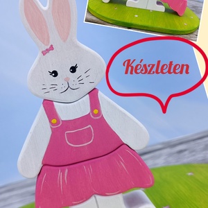 Nyuszilányos húsvéti  fa kirakó � kézzel készült fejlesztő játék gyerekeknek, Játék & Sport, Készségfejlesztő és Logikai játék, Toronyépítő- és egyensúlyozó játékok, Famegmunkálás, Festett tárgyak, MESKA