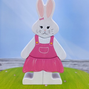 Nyuszilányos húsvéti  fa kirakó � kézzel készült fejlesztő játék gyerekeknek - játék & sport - készségfejlesztő és logikai játék - toronyépítő- és egyensúlyozó játékok - Meska.hu