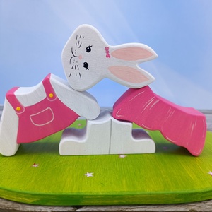 Nyuszilányos húsvéti  fa kirakó � kézzel készült fejlesztő játék gyerekeknek - játék & sport - készségfejlesztő és logikai játék - toronyépítő- és egyensúlyozó játékok - Meska.hu