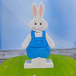 Nyuszilányos húsvéti  fa kirakó � kézzel készült fejlesztő játék gyerekeknek - játék & sport - készségfejlesztő és logikai játék - toronyépítő- és egyensúlyozó játékok - Meska.hu