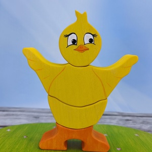 Csibe húsvéti  fa kirakó � kézzel készült fejlesztő játék gyerekeknek - játék & sport - készségfejlesztő és logikai játék - toronyépítő- és egyensúlyozó játékok - Meska.hu