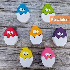 Színes csibe húsvéti  fa kirakó készlet � kézzel készült fejlesztő játék gyerekeknek, Játék & Sport, Készségfejlesztő és Logikai játék, Toronyépítő- és egyensúlyozó játékok, Famegmunkálás, Festett tárgyak, MESKA