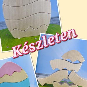 Festhető húsvéti tojás fa kirakó � kézzel készült fejlesztő játék gyerekeknek, Játék & Sport, Készségfejlesztő és Logikai játék, Toronyépítő- és egyensúlyozó játékok, Famegmunkálás, Festett tárgyak, MESKA