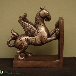 Bronzírozott Griff könyvtámasz pár, szobor - művészet - szobor - kő - Meska.hu