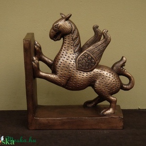 Bronzírozott Griff könyvtámasz pár, szobor - művészet - szobor - kő - Meska.hu