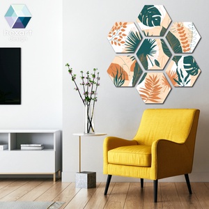 Hexart Plants fali dekoráció - narancs-zöld - otthon & lakás - dekoráció - kép & falikép - több részes kép - Meska.hu