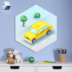 Taxi - baba- és gyerekszoba dekoráció, fali kép, Otthon & Életmód, Babaszoba, gyerekszoba, Babaszoba kép, Fotó, grafika, rajz, illusztráció, MESKA