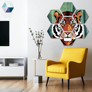 Hexart Wild fali dekoráció - tigris - otthon & életmód - dekoráció - kép & falikép - több részes kép - Meska.hu
