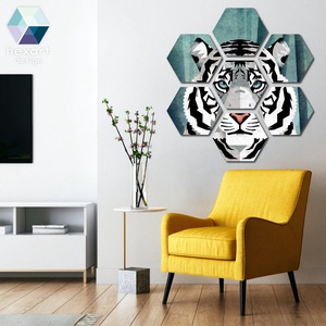 Hexart Wild fali dekoráció - fehér tigris - otthon & életmód - dekoráció - kép & falikép - több részes kép - Meska.hu