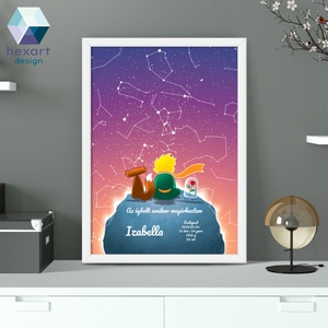 Csillagtérképes baba emlékőrző, egyedi szöveggel, A kis herceg által inspirálva (A4-es digitális nyomtatható fájl), Otthon & Lakás, Babaszoba, gyerekszoba, Babaszoba kép, Fotó, grafika, rajz, illusztráció, MESKA