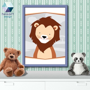 Oroszlán - babaszoba dekoráció, fali kép (A4-es digitális nyomtatható fájl) - otthon & életmód - dekoráció - fali és függő dekoráció - falra akasztható dekor - Meska.hu