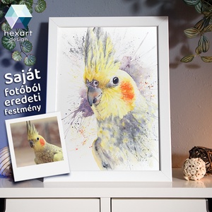 Papagáj, madár portré - saját fotódból (rendelésre) - eredeti akvarell festmény, Művészet, Festmény, Akvarell, Fotó, grafika, rajz, illusztráció, Festészet, MESKA