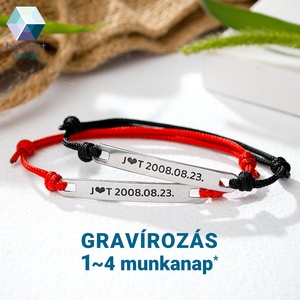 Páros gravírozott karkötő (acéllappal) - választható betűtípus és rengeteg szín, Ékszer, Karkötő, Névre szóló karkötő, Fémmegmunkálás, MESKA