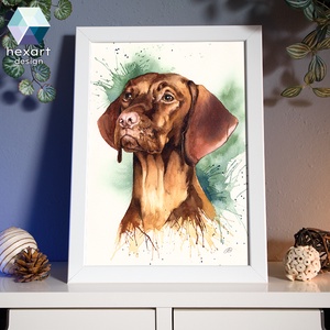 Vizsla portré - eredeti akvarell festmény - Meska.hu