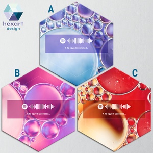 Interaktív Spotify-s zenés dekoráció (6 különböző absztrakt háttérrel, egyedi szöveggel és zenével) - otthon & életmód - dekoráció - fali és függő dekoráció - falra akasztható dekor - Meska.hu