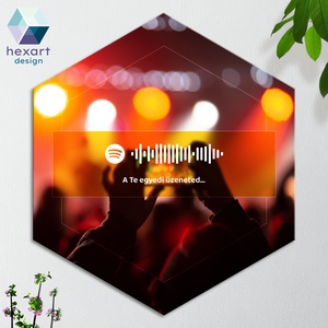 Interaktív Spotify-s zenés dekoráció (3 különböző koncert/buli háttérrel, egyedi szöveggel és zenével), Otthon & Életmód, Dekoráció, Fali és függő dekoráció, Falra akasztható dekor, Fotó, grafika, rajz, illusztráció, MESKA