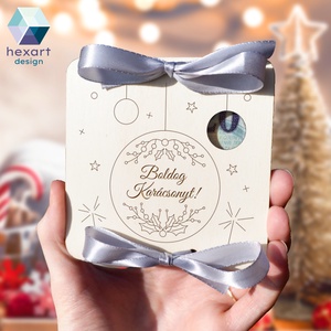 Karácsonyi pénzátadó/ajándékkártya átadó - gravírozott egyedi ajándék átadó karácsonyra, Otthon & Életmód, Papír, írószer, Ajándékozás kellékei, Pénzátadó doboz, Famegmunkálás, MESKA