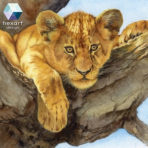 Oroszlánkölyök - eredeti akvarell festmény - művészet - festmény - akvarell - Meska.hu